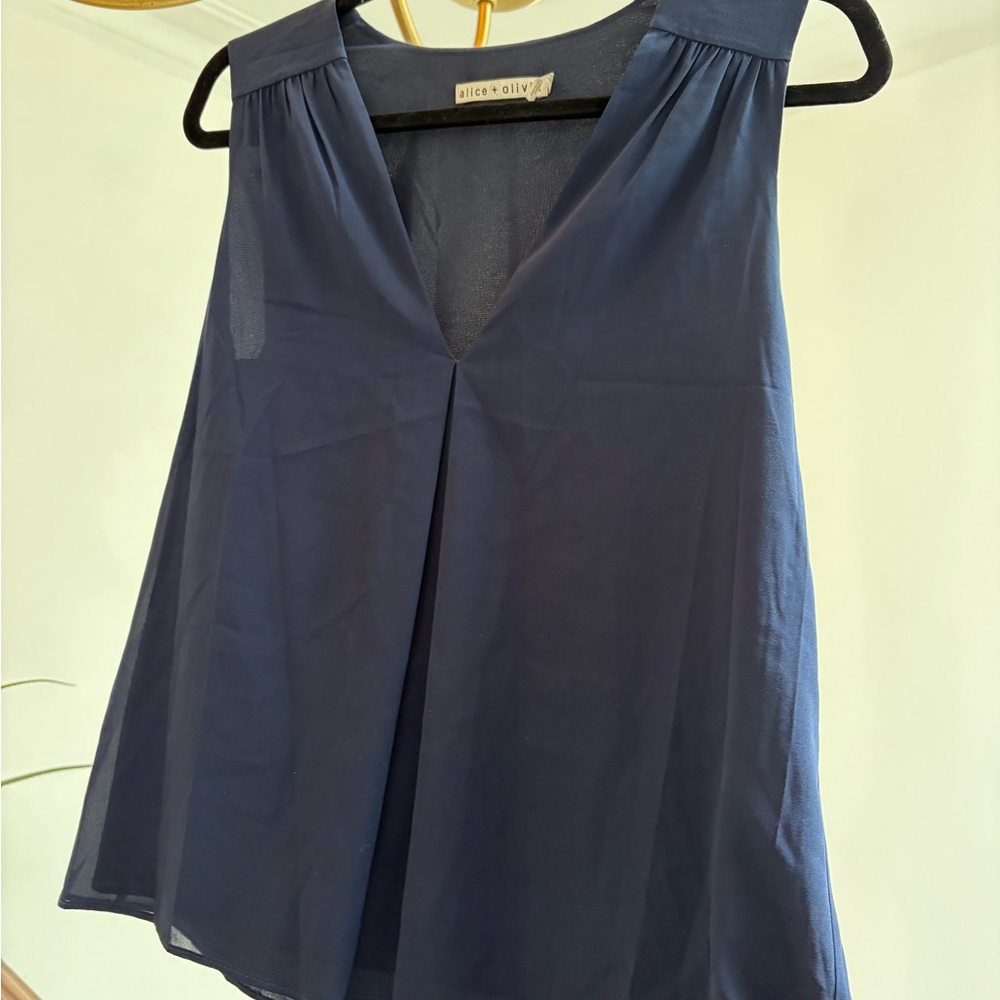 Alice + Olivia Navy Sleeveless Top